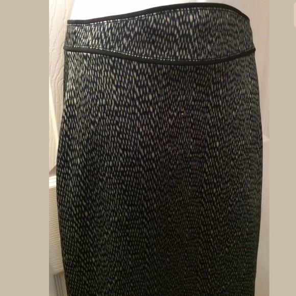 ZAC POSEN Pencil Skirt Geo Print Black Gray Piping Straight Dot Brushed High W - Picture 3 of 7